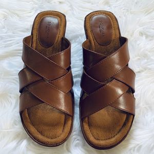 Sonoma Rodeo Tan Leather Sandals Wedge Heel 7.5